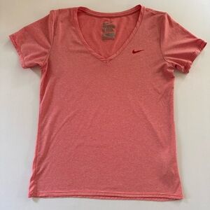 The Nike Tee- Women’s Dri-FIT Athletic Cut V-neck Red/White Stripes Size M